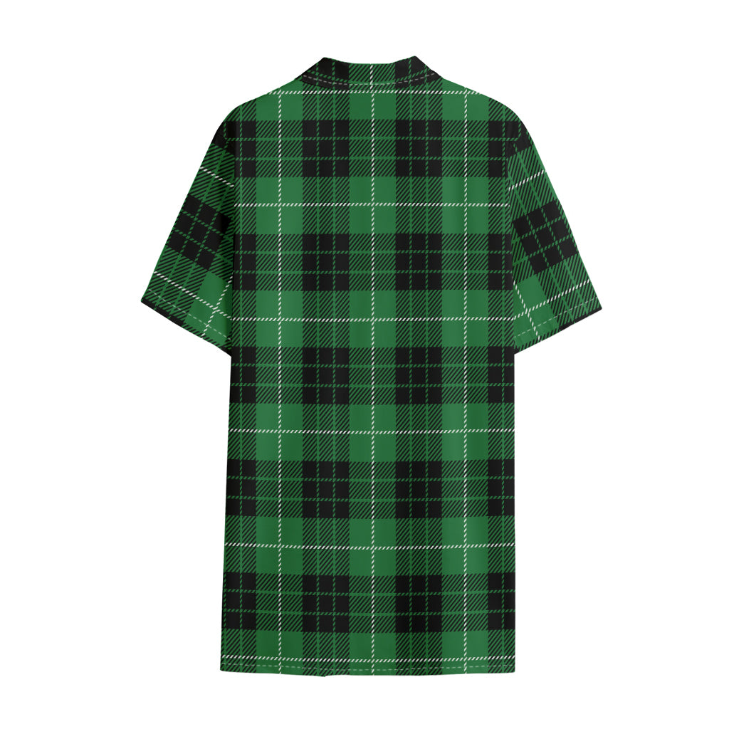 Black And Green Tartan Pattern Print Cotton Hawaiian Shirt