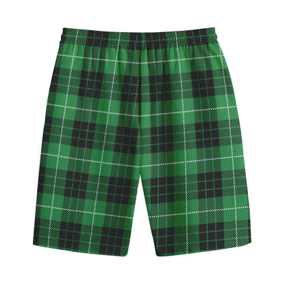 Black And Green Tartan Pattern Print Cotton Shorts