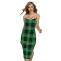 Black And Green Tartan Pattern Print Cross Back Cami Dress