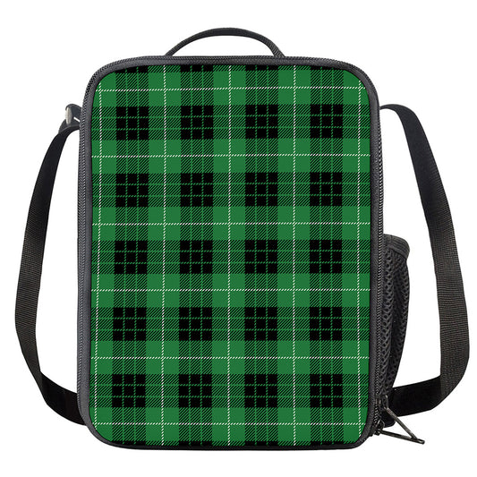 Black And Green Tartan Pattern Print Crossbody Lunch Bag