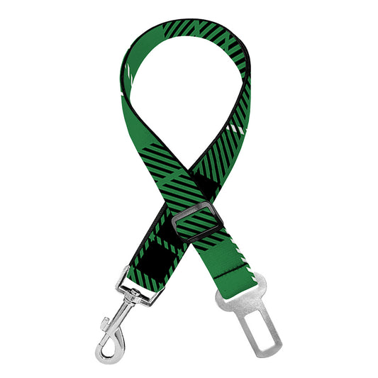 Black And Green Tartan Pattern Print Dog Seat Belt
