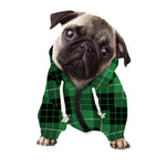 Black And Green Tartan Pattern Print Dog Zip Up Hoodie