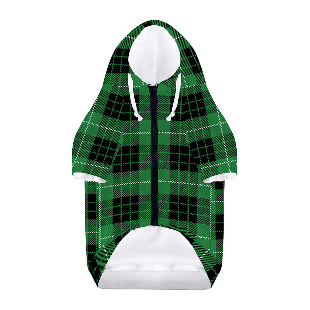 Black And Green Tartan Pattern Print Dog Zip Up Hoodie