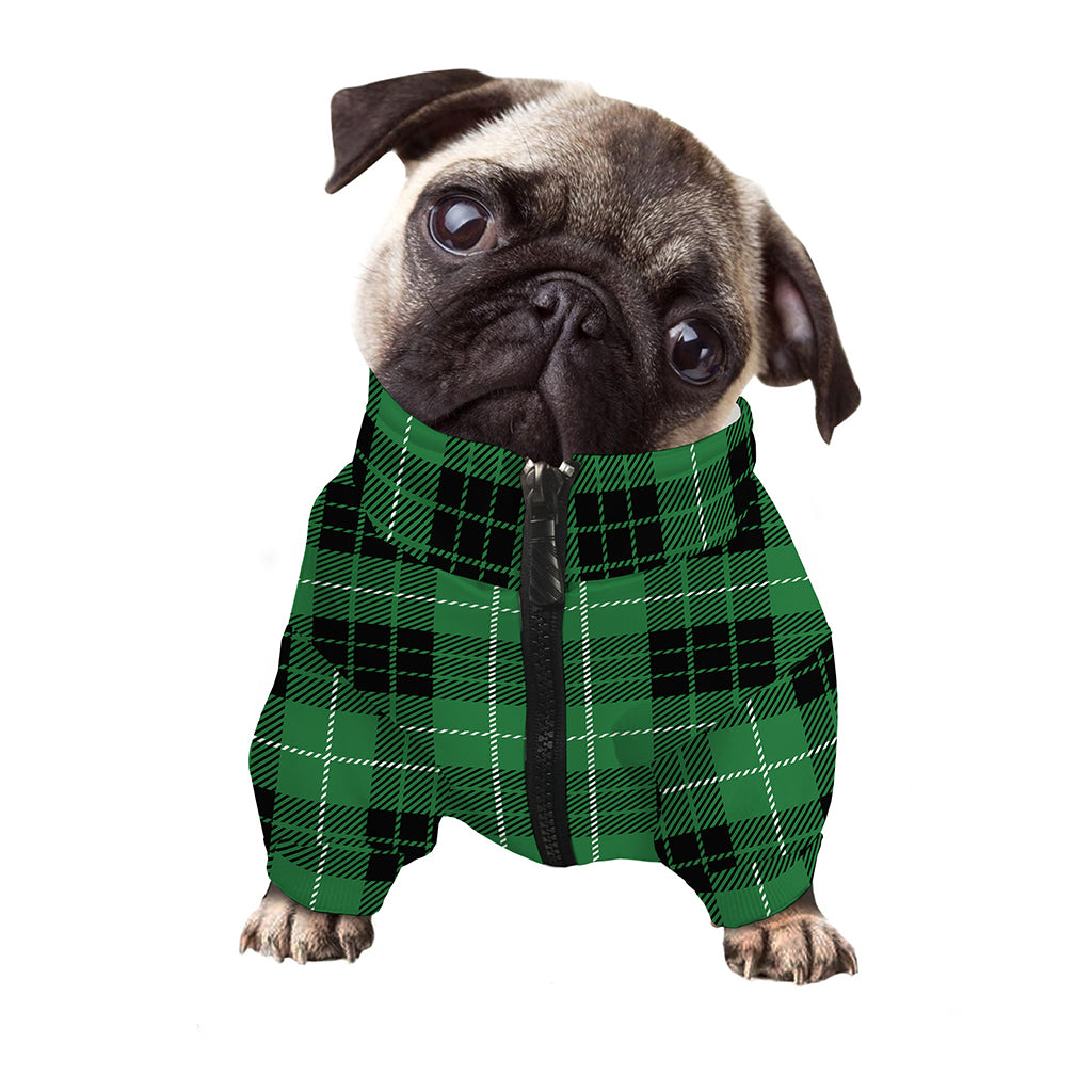 Black And Green Tartan Pattern Print Dog Zip Up Jacket