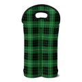 Black And Green Tartan Pattern Print Double Neoprene Wine Tote