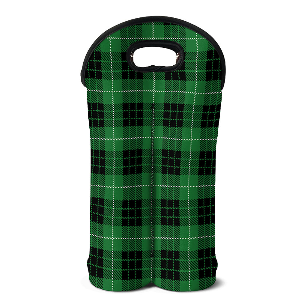 Black And Green Tartan Pattern Print Double Neoprene Wine Tote