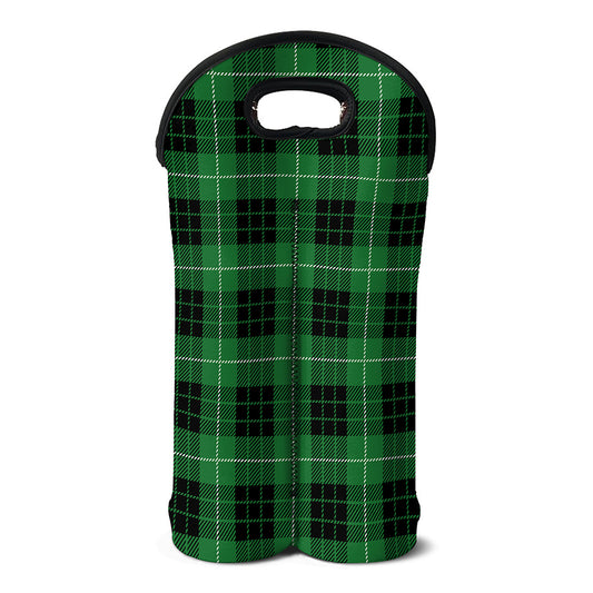 Black And Green Tartan Pattern Print Double Neoprene Wine Tote