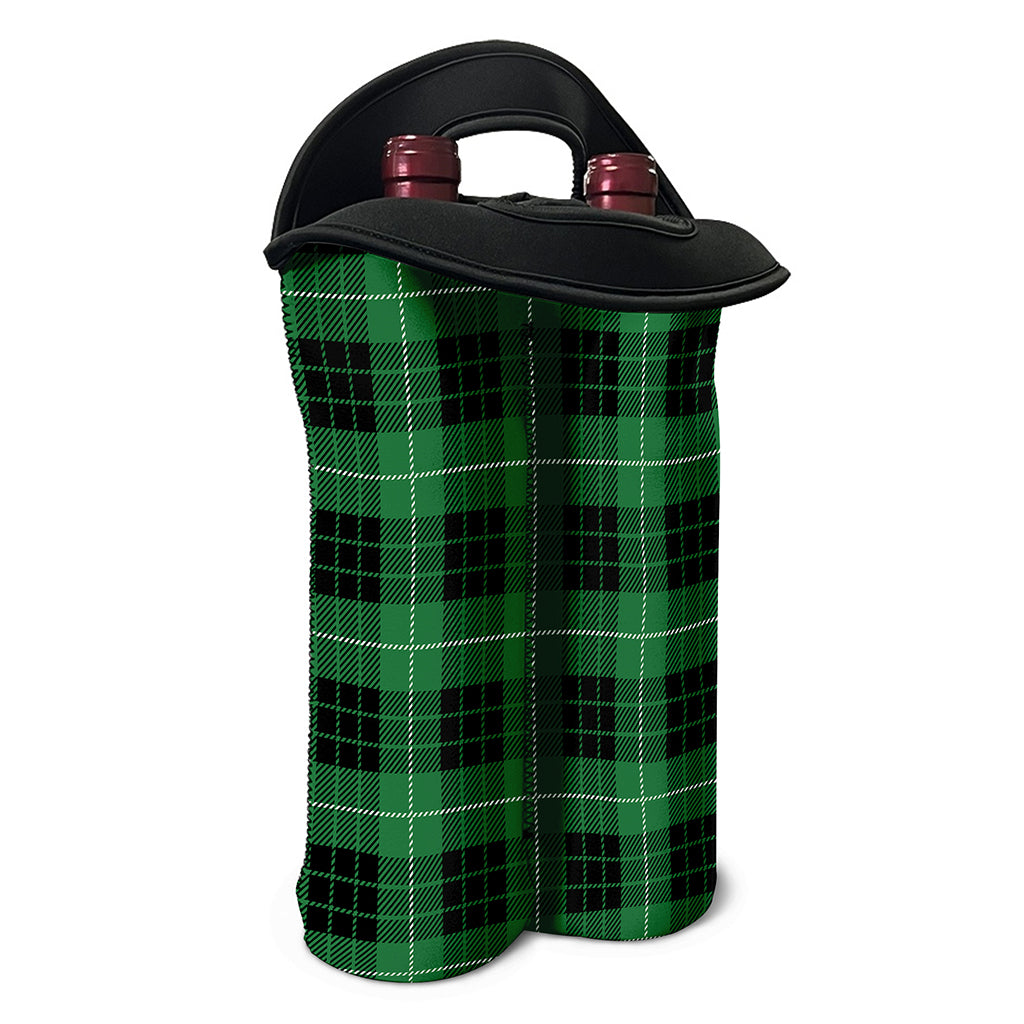 Black And Green Tartan Pattern Print Double Neoprene Wine Tote