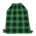 Black And Green Tartan Pattern Print Drawstring Bag