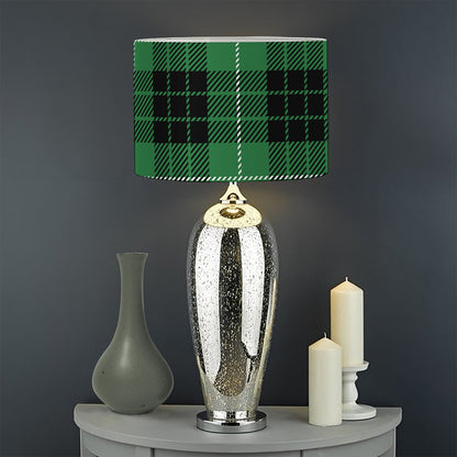Black And Green Tartan Pattern Print Drum Lamp Shade