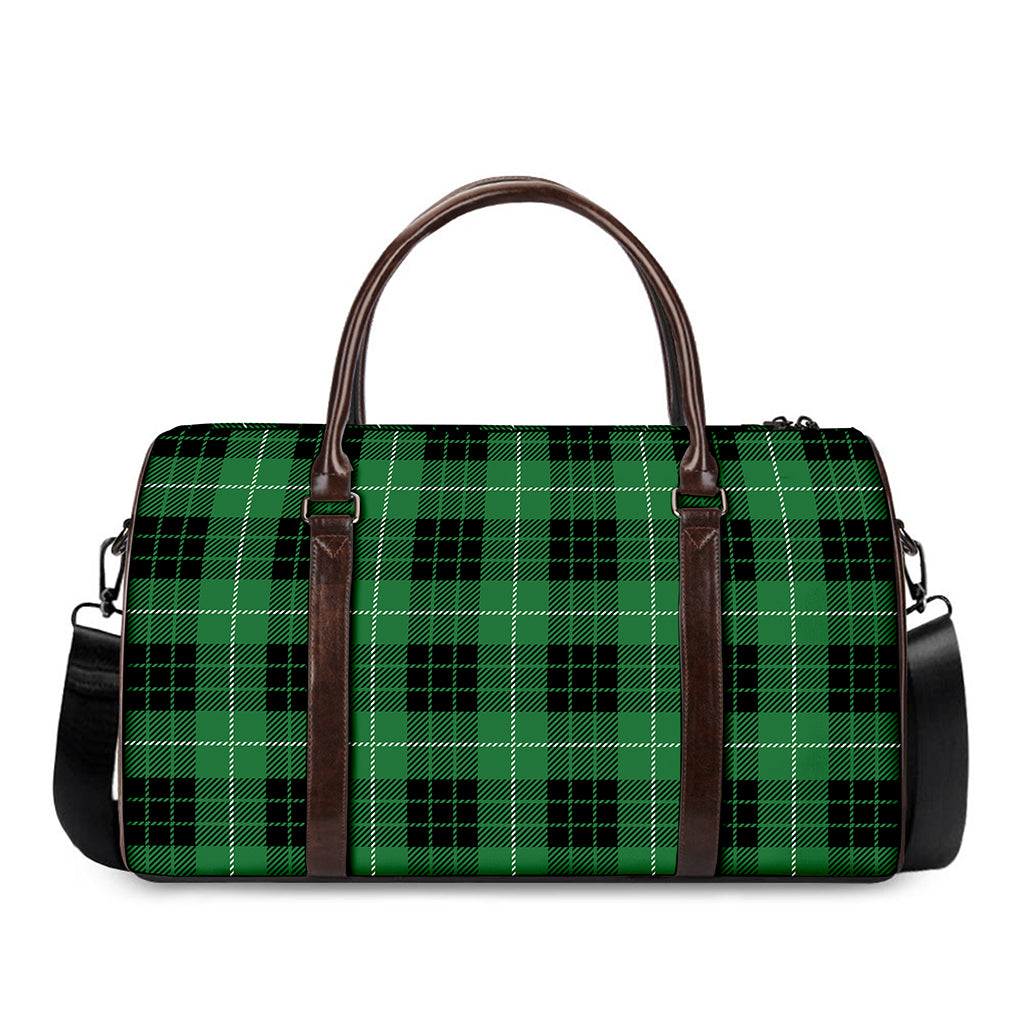 Black And Green Tartan Pattern Print Duffle Bag