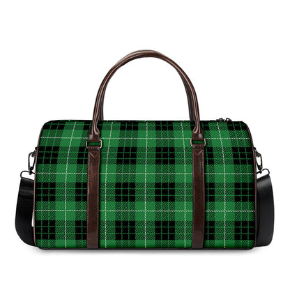 Black And Green Tartan Pattern Print Duffle Bag