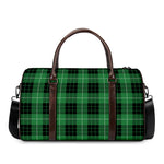 Black And Green Tartan Pattern Print Duffle Bag