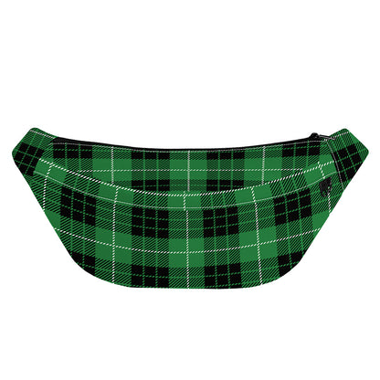 Black And Green Tartan Pattern Print Fanny Pack