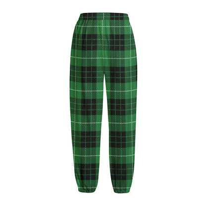Black And Green Tartan Pattern Print Fleece Lined Knit Pants
