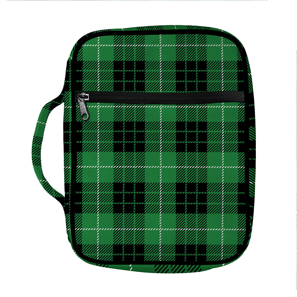 Black And Green Tartan Pattern Print Front Pocket Bible Bag