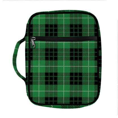 Black And Green Tartan Pattern Print Front Pocket Bible Bag