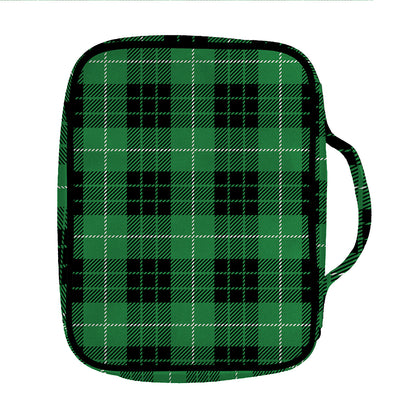Black And Green Tartan Pattern Print Front Pocket Bible Bag