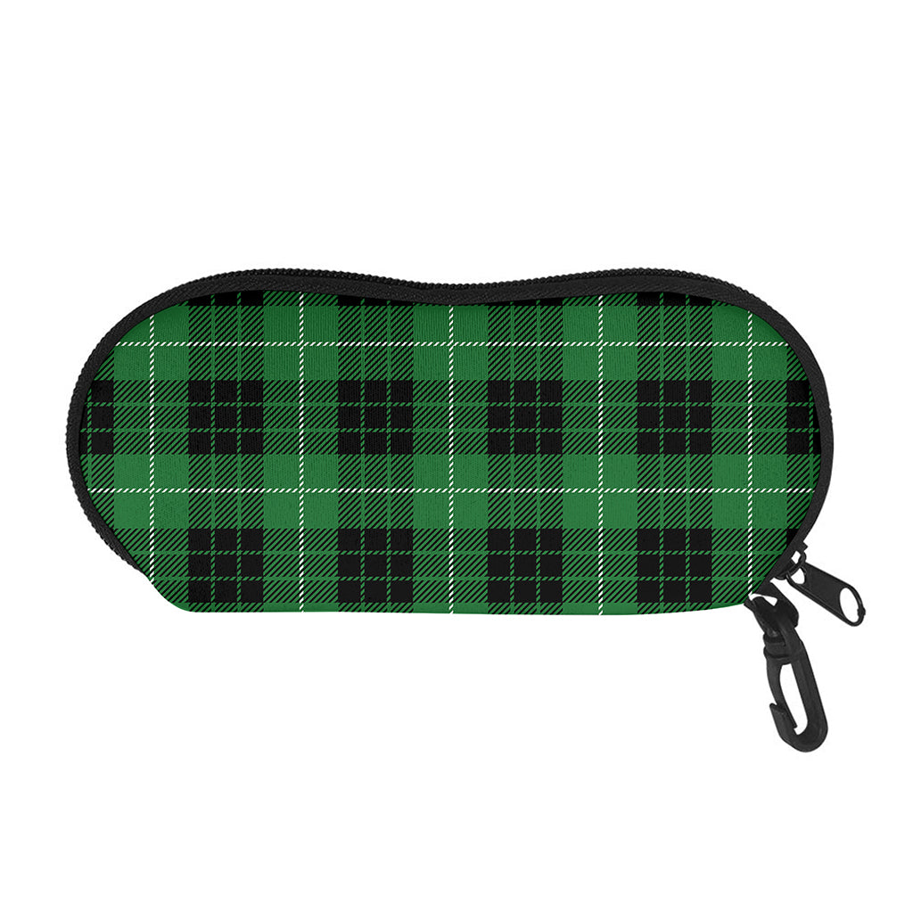 Black And Green Tartan Pattern Print Glasses Case