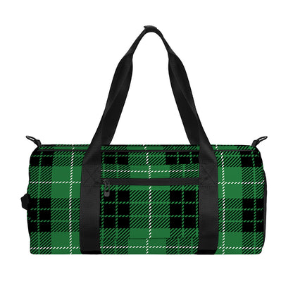 Black And Green Tartan Pattern Print Gym Bag