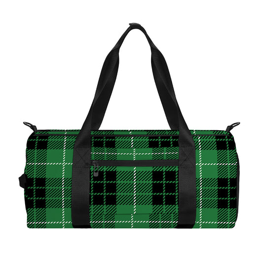 Black And Green Tartan Pattern Print Gym Bag