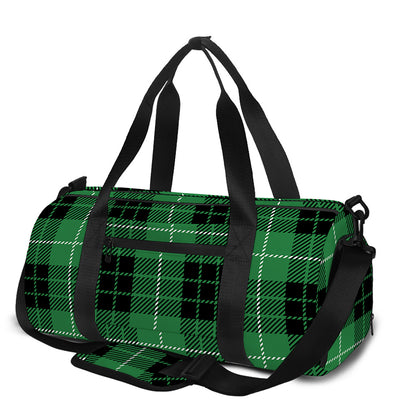 Black And Green Tartan Pattern Print Gym Bag