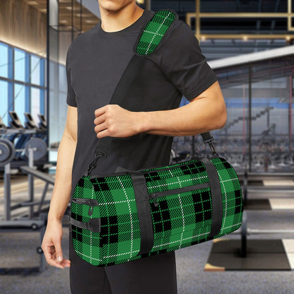 Black And Green Tartan Pattern Print Gym Bag