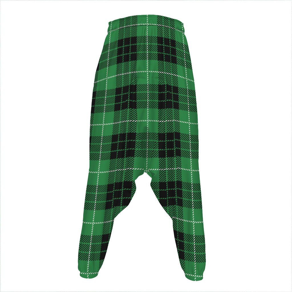 Black And Green Tartan Pattern Print Hammer Pants