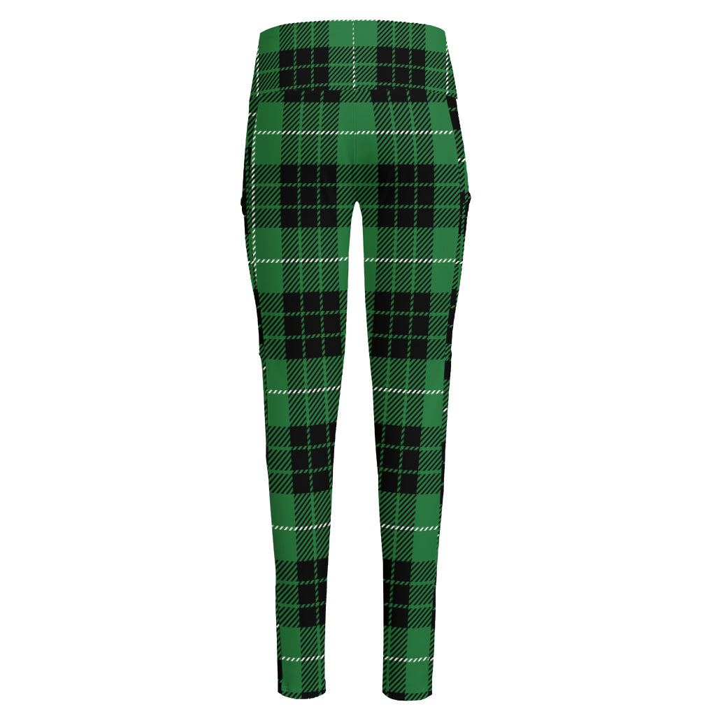 Black And Green Tartan Pattern Print High-Waisted Pocket Leggings