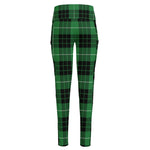 Black And Green Tartan Pattern Print High-Waisted Pocket Leggings