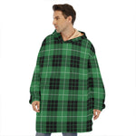 Black And Green Tartan Pattern Print Hoodie Blanket