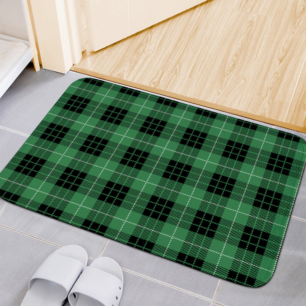 Black And Green Tartan Pattern Print Indoor Door Mat