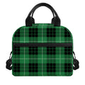 Black And Green Tartan Pattern Print Insulated Lunch Bag