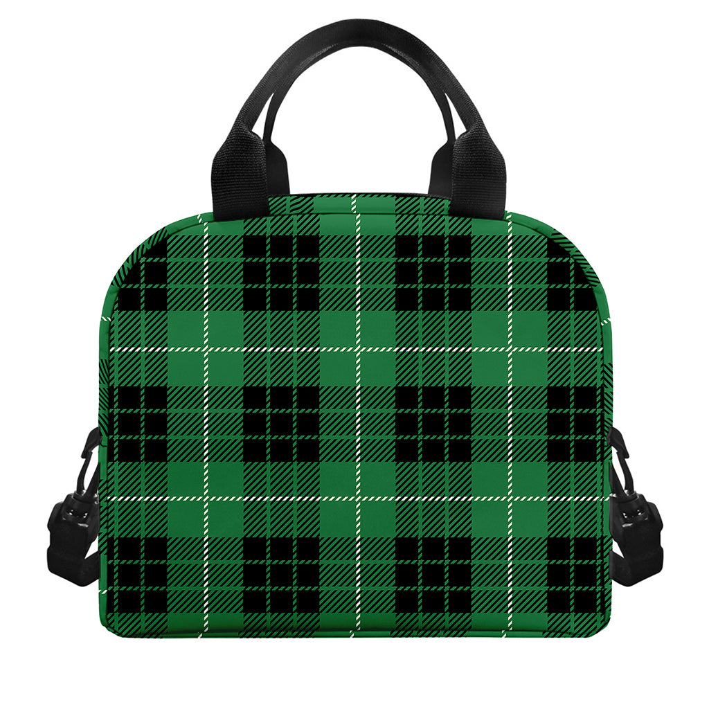 Black And Green Tartan Pattern Print Insulated Lunch Bag