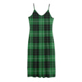 Black And Green Tartan Pattern Print Jersey Midi Cami Dress