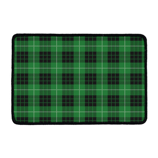 Black And Green Tartan Pattern Print Kitchen Mat