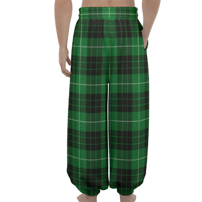 Black And Green Tartan Pattern Print Lantern Pants