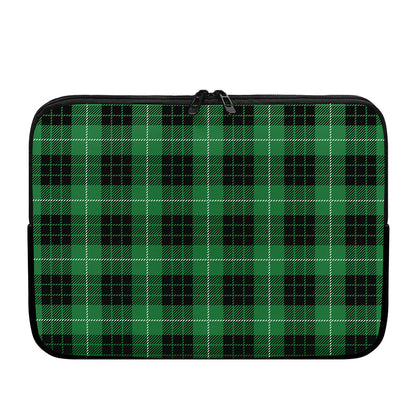 Black And Green Tartan Pattern Print Laptop Sleeve