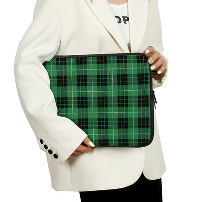 Black And Green Tartan Pattern Print Laptop Sleeve