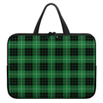 Black And Green Tartan Pattern Print Laptop Sleeve With Handle