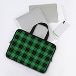 Black And Green Tartan Pattern Print Laptop Sleeve With Handle