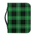 Black And Green Tartan Pattern Print Leather Bible Cover
