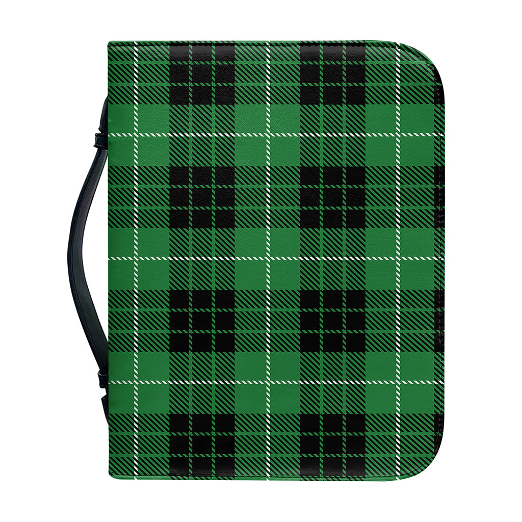 Black And Green Tartan Pattern Print Leather Bible Cover