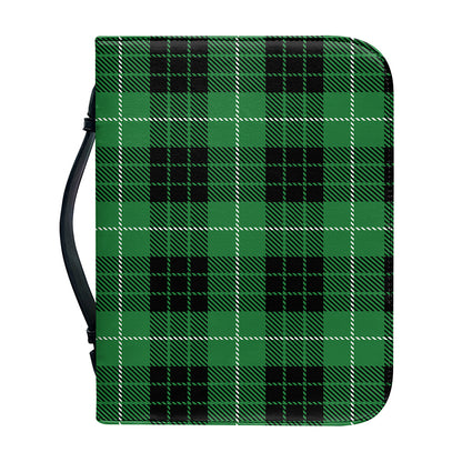 Black And Green Tartan Pattern Print Leather Bible Cover