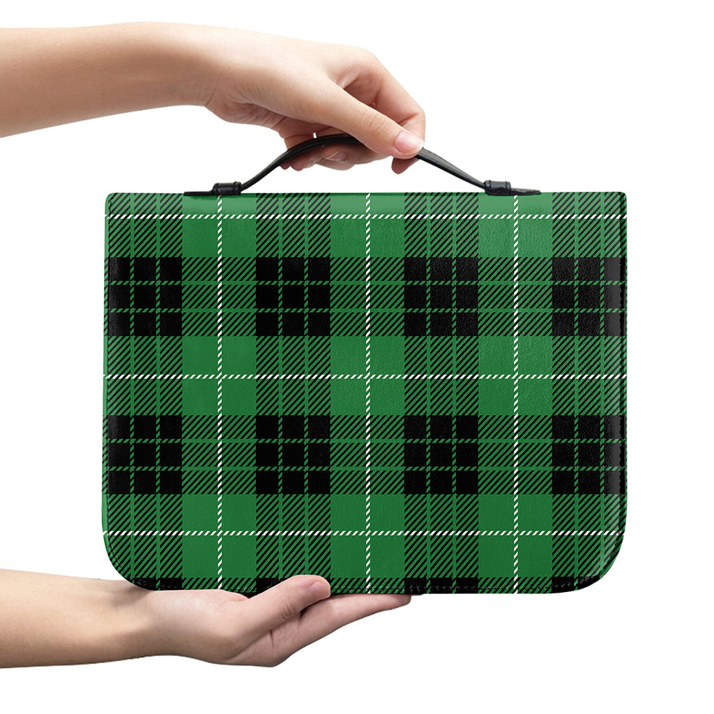 Black And Green Tartan Pattern Print Leather Bible Cover