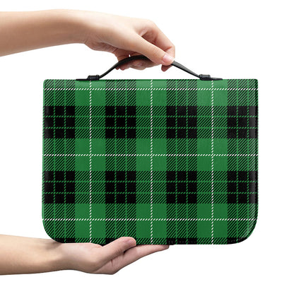 Black And Green Tartan Pattern Print Leather Bible Cover