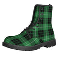 Black And Green Tartan Pattern Print Lace-Up Boots