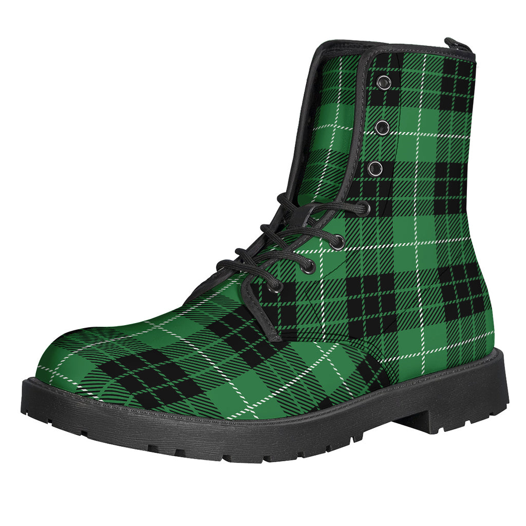 Black And Green Tartan Pattern Print Backpack