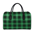 Black And Green Tartan Pattern Print Leather Duffel Bag