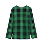 Black And Green Tartan Pattern Print Long Sleeve Short Coat
